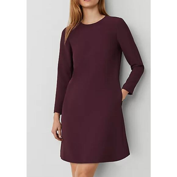 Ann Taylor Long Sleeve Shift Dress Purple Mini Workwear 10 - Picture 1 of 5